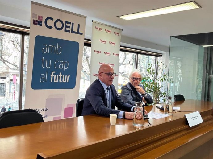 El presidente de Foment del Treball, Josep Sánchez Llibre, y el presidente de la Confederació d'Organitzacions Empresarials de les Terres de Lleida (Coell), Josep M. Gardeñes.