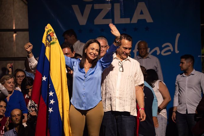 Archivo - October 23, 2023, Caracas, Capital District, Venezuela: MARIA CORINA MACHADO celebrates the result announced by the National Primary Commission in which she is declared the winner of the primary elections of the Venezuelan opposition.