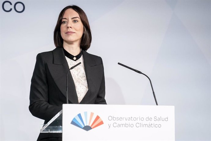 La ministra de Ciencia, Innovación y Universidades, Diana Morant, durante la presentación del Observatorio de Salud y Cambio Climático (OSCC)