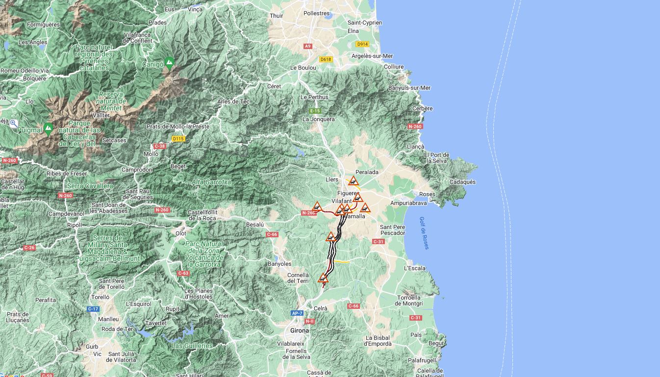 Retenciones de tráfico en la frontera de Cataluña con Francia