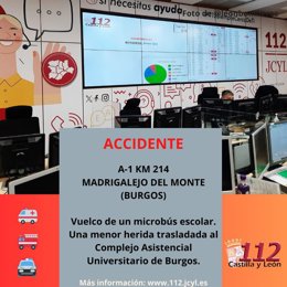 Gráfico elaborado por el 112 con datos sobre el accidente del microbús escolar en la A-1