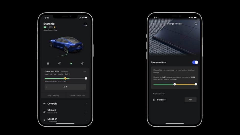 Tesla lanza en España una nueva funcionalidad de carga solar disponible en su aplicación.