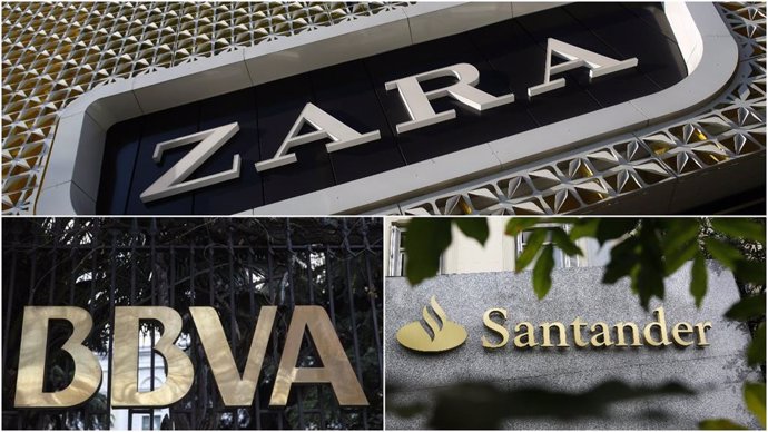 Archivo - Montaje Zara, BBVA y Santander 