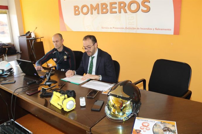El concejal de Seguridad Ciudadana, Ignacio Peña, presenta la Memoria del Servicio de Bomberos de Burgos y prevención de incendios 2023. En la sede de los Bomberos.