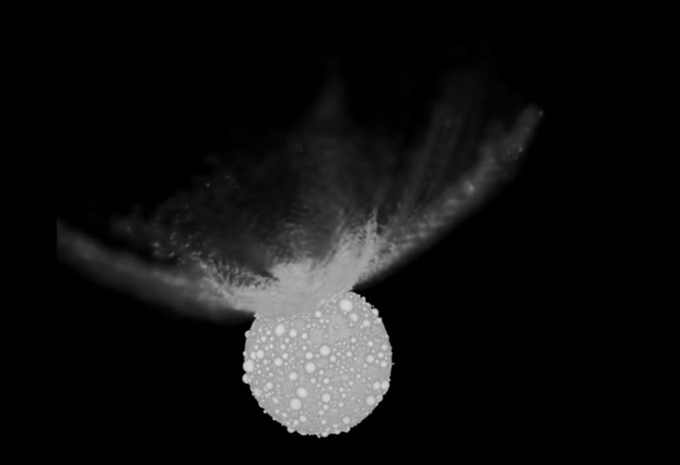 Simulación del impacto de lanave DART en el asteroide Dymorphos