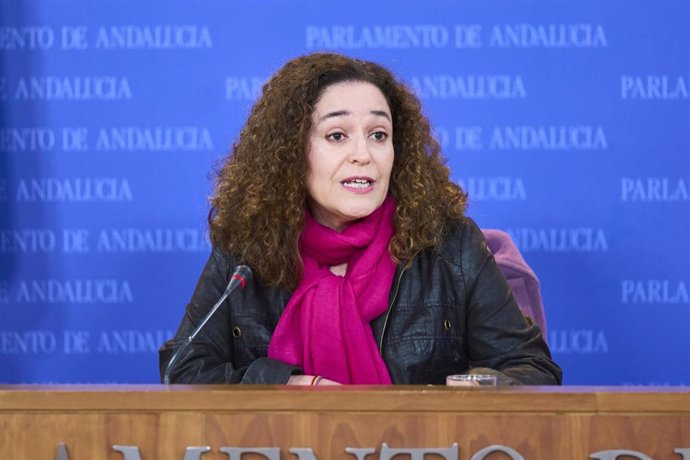 La portavoz del Grupo Por Andalucía, Inma Nieto, este martes en rueda de prensa. 