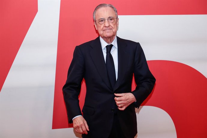 Archivo - Florentino Perez, President of Real Madrid poses for photo during the presentation of the book "Cerezo 75 miradas y mas para 75 anos" at Westlin Palace on November 30, 2023, in Madrid, Spain.