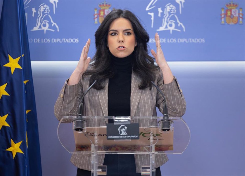 La portavoz de VOX en el Congreso, Pepa Millán, en ueda de prensa