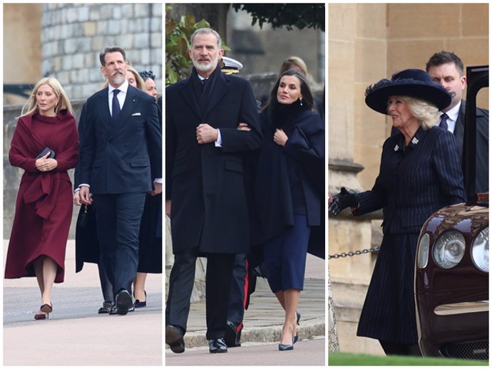 Archivo - Algunos de los asistentes al homenaje a Constantino de Grecia que la Familia Real Británica ha celebrado en la capilla de San Jorge en el Palacio de Windsor