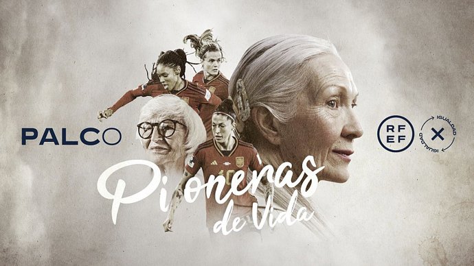 Imagen del cartel anunciando el homenaje de la RFEF a las mujeres antes del España-Francia de la Liga de Naciones Femenina