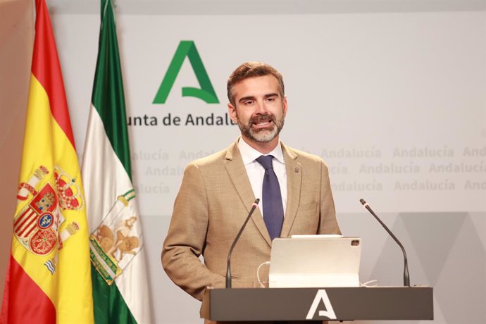 El consejero de Sostenibilidad y portavoz del Gobierno, Ramón Fernández-Pacheco, este martes en la rueda de prensa posterior al Consejo de Gobierno. 