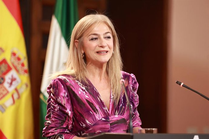 La consejera de Desarrollo Educativo y Formación Profesional, Patricia del Pozo, comparece en la rueda de prensa del Consejo de Gobierno de Andalucía