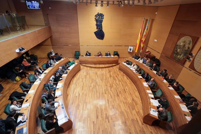 Imagen del pleno ordinario de febrero celebrado este martes en el Ayuntamiento de València.