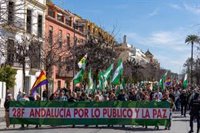 Partidos como Podemos, IU y Adelante llaman este 28F a manifestarse en Sevilla "por la soberanía, lo público y la paz"