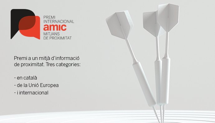 Archivo - Cartel del I Premio Internacional Amic Medios de Proximidad, acto que tendrá lugar en La Pedrera (Barcelona)