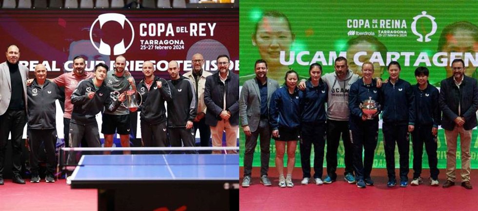 El Cajasur Priego y el UCAM Cartagena, campeones de Copa del Rey y Copa de la Reina de tenis de mesa