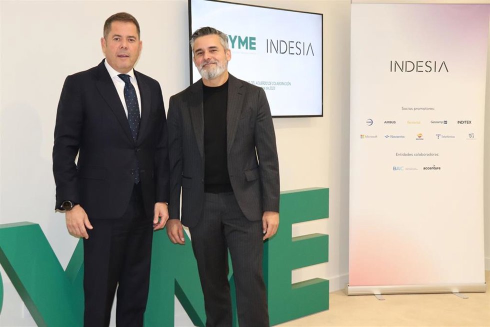 De izda a dcha: Gerardo Cuerva, presidente de Cepyme, y Valero Marín, presidente de IndesIA