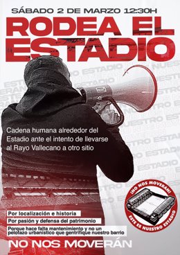 Una cadena humana rodeará este sábado el estadio del Rayo para defender su permanencia en Vallecas