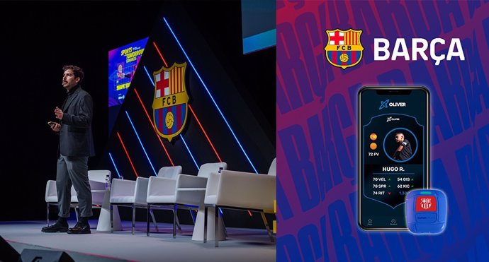 Jose Gonzalez Ruzo, CEO de OLIVER SPORTS, presentando el 'Barça Tracker' durante el Sports Tomorrow Congress