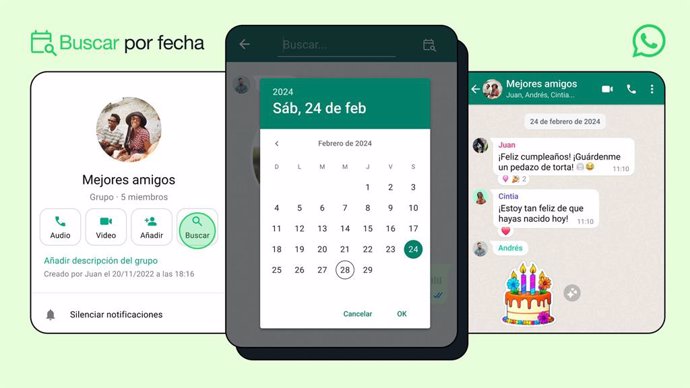 La función Buscar por fecha de WhatsApp.