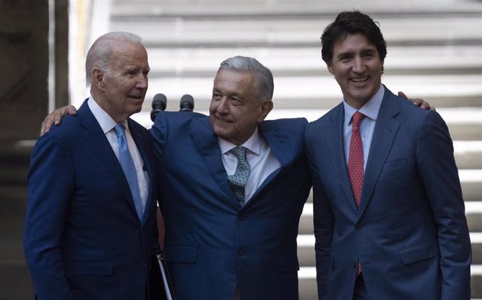 Archivo - Los presidentes de Estados Unidos, Joe Biden,  y de México, Andrés Manuel López Obrador, y el primer ministro canadiense, Justin Trudeau.