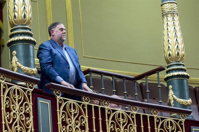 El presidente de Esquerra Republicana (ERC), Oriol Junqueras, durante una sesión plenaria en el Congreso de los Diputados, a 30 de enero de 2024, en Madrid (España).