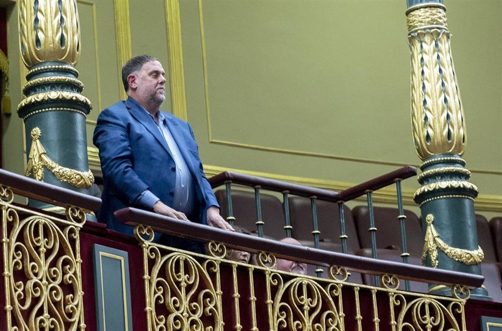 El presidente de Esquerra Republicana (ERC), Oriol Junqueras, durante una sesión plenaria en el Congreso de los Diputados, a 30 de enero de 2024, en Madrid (España).
