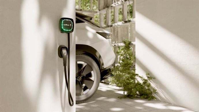 Un punto de carga de vehículos eléctricos servido por Wallbox