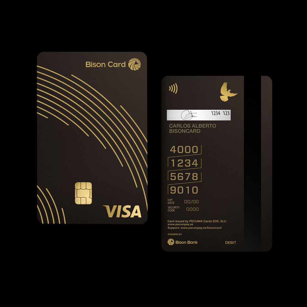 Tarjeta de Bison Bank, emitida junto a Pecunpay.