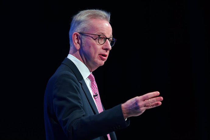 Archivo - 03 October 2023, United Kingdom, Manchester: British Secretary of State for Levelling Up, Housing and Communities Michael Gove speaks during the Conservative Party annual conference at Manchester Central convention complex. Photo: Peter Byrne/PA