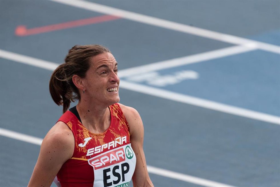 Archivo - Esther Guerrero durante una competición con la selección española de atletismo