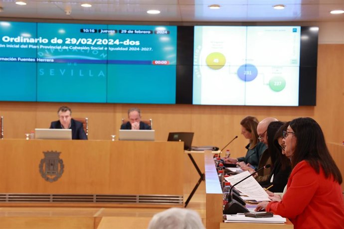 Imagen del pleno de febrero de la Diputación de Sevilla 