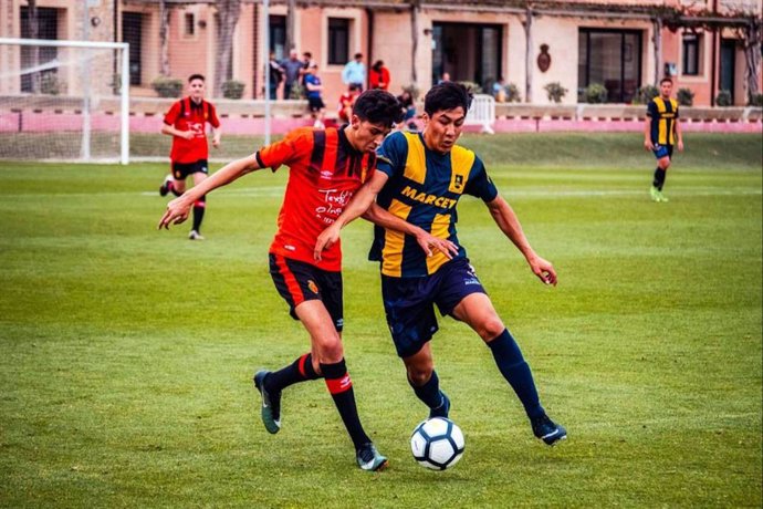 Leonardo Villar durante un partido disputado en 2018 entre Marcet y RCD Mallorca