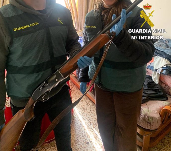 Armas encontradas por la Guardia Civil tras detener a un hombre en Cañamares.