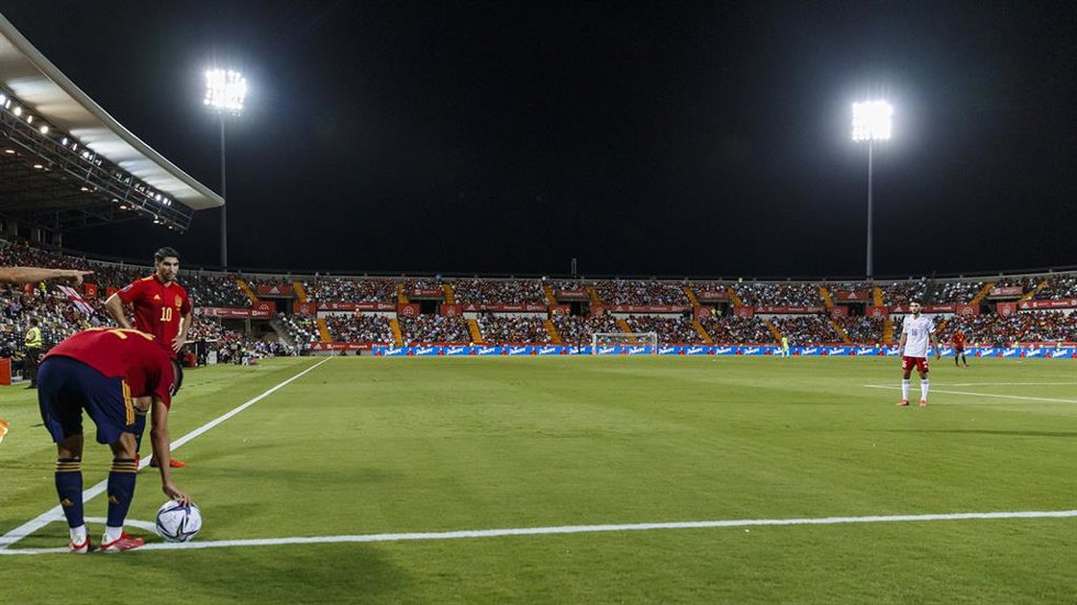 Imagen de archivo de un partido de la Selección Española de Fútbol en Badajoz