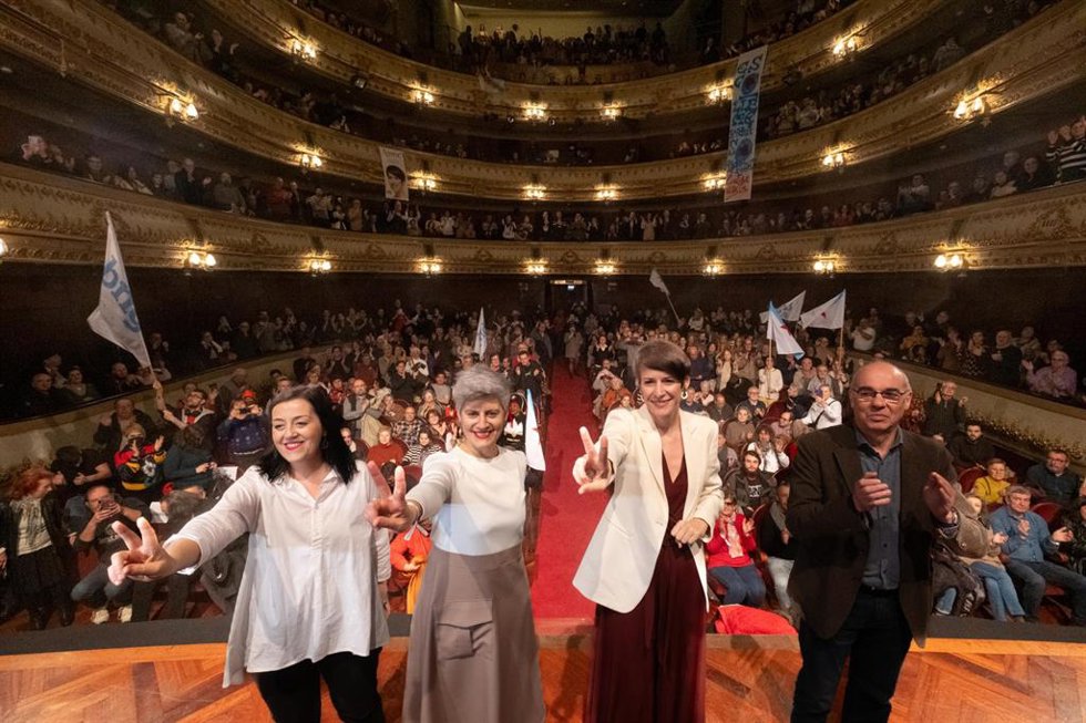La portavoz nacional del BNG, Ana Pontón, en un mitin en A Coruña