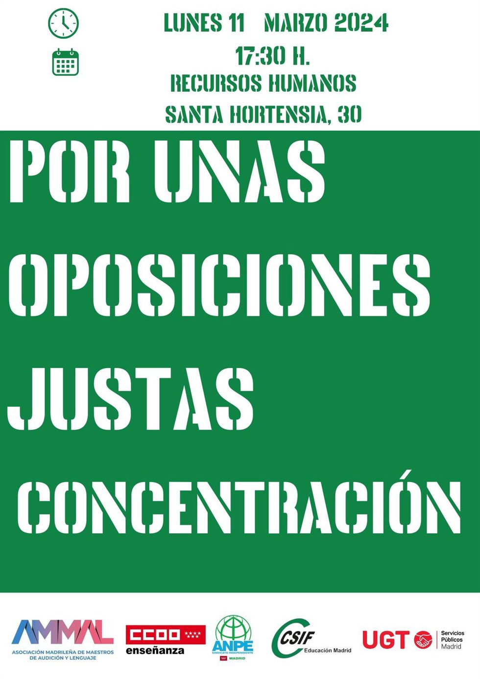 Cartel con la convocatoria a la manifestación.