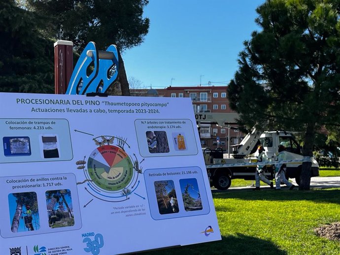 La campaña de la oruga procesionaria se salda con más de 21.000 'bolsones' retirados de los árboles de la capital