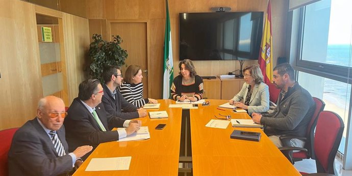 Carmen Sánchez reunida con representantes de colegios profesionales.