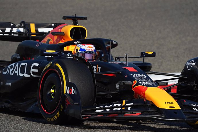 29 February 2024, Bahrain, Sakhir: Dutch Formula 1 driver Max Verstappen of the Oracle Red Bull team, drives during the first practice session of the Bahrain Grand Prix at the Bahrain International Circuit. Photo: Hasan Bratic/dpa
