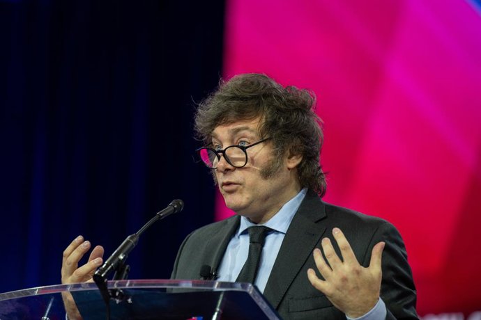 February 24, 2024, Oxon Hill, Maryland, USA: President of Argentina Javier Milei at the 2024 Conservative Political Action Conference (CPAC) in National Harbor, Maryland, U.S., on Saturday, February 24, 2024