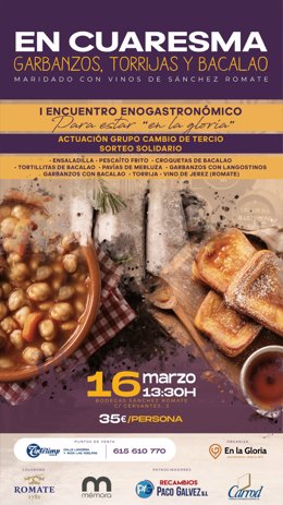 Cartel anunciador del evento de Bodega Sánchez Romate.