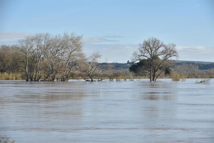 Vista de la crecida del Río Ebro 
