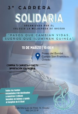 Cartel de la carrera solidaria organizada por el colegio La Milagrosa de Oviedo.