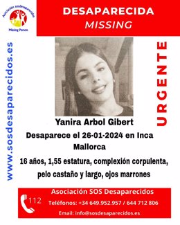 Buscan a una menor de 16 años desaparecida desde el 26 de enero en Inca (Mallorca)