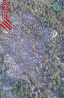 Incendio forestal declarado el viernes en el municipio de Toga (Castellón)
