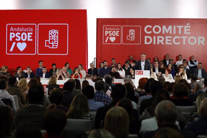 Archivo - El secretario general del PSOE-A, Juan Espadas, interviene en una reunión del Comité Director del PSOE-A. (Foto de archivo).