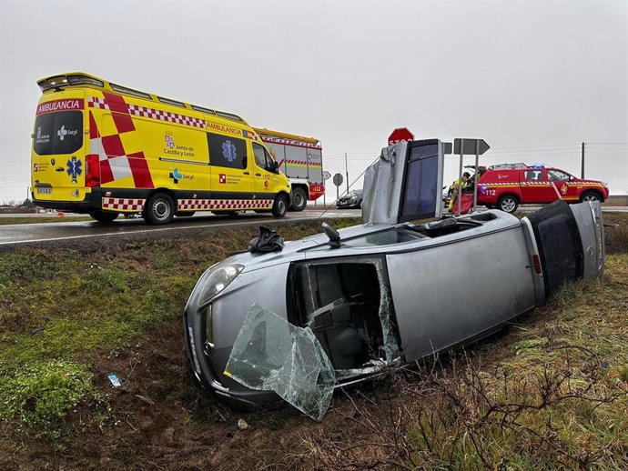 Foto del accidente registrado en La Antigua (León)
