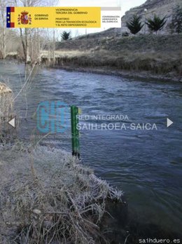 Imagen compartida por la CHD junto al aviso de alerta amarilla en el río Ucero y el río Arlanza.