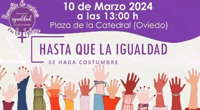 Cartel de la convocatoria para el domingo 10 de marzo ante la catedral de Oviedo